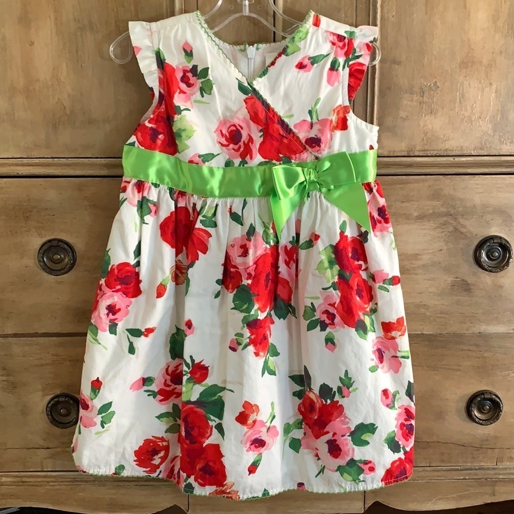 Hanna andersson red rose flutter sleeve dress